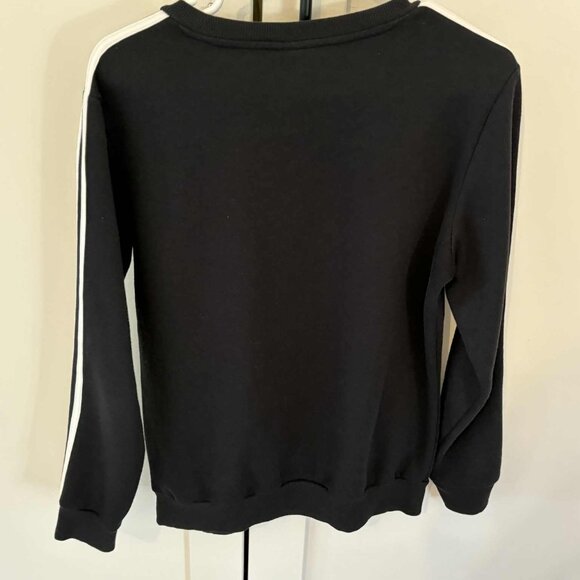 Adidas Women’s Crew Neck Sweater – Black with White Stripes, Size Medium - Picture 2 of 2